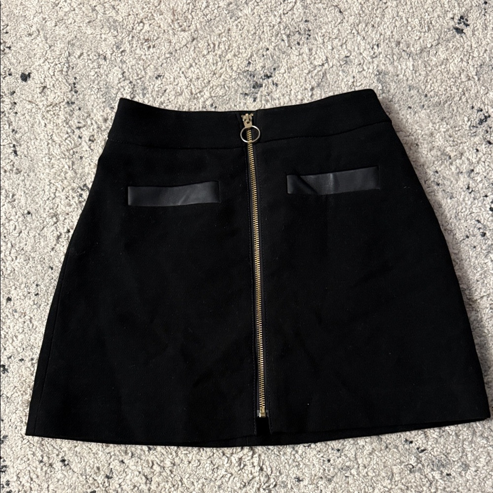 Express Black Mini Skirt with Gold Zipper
